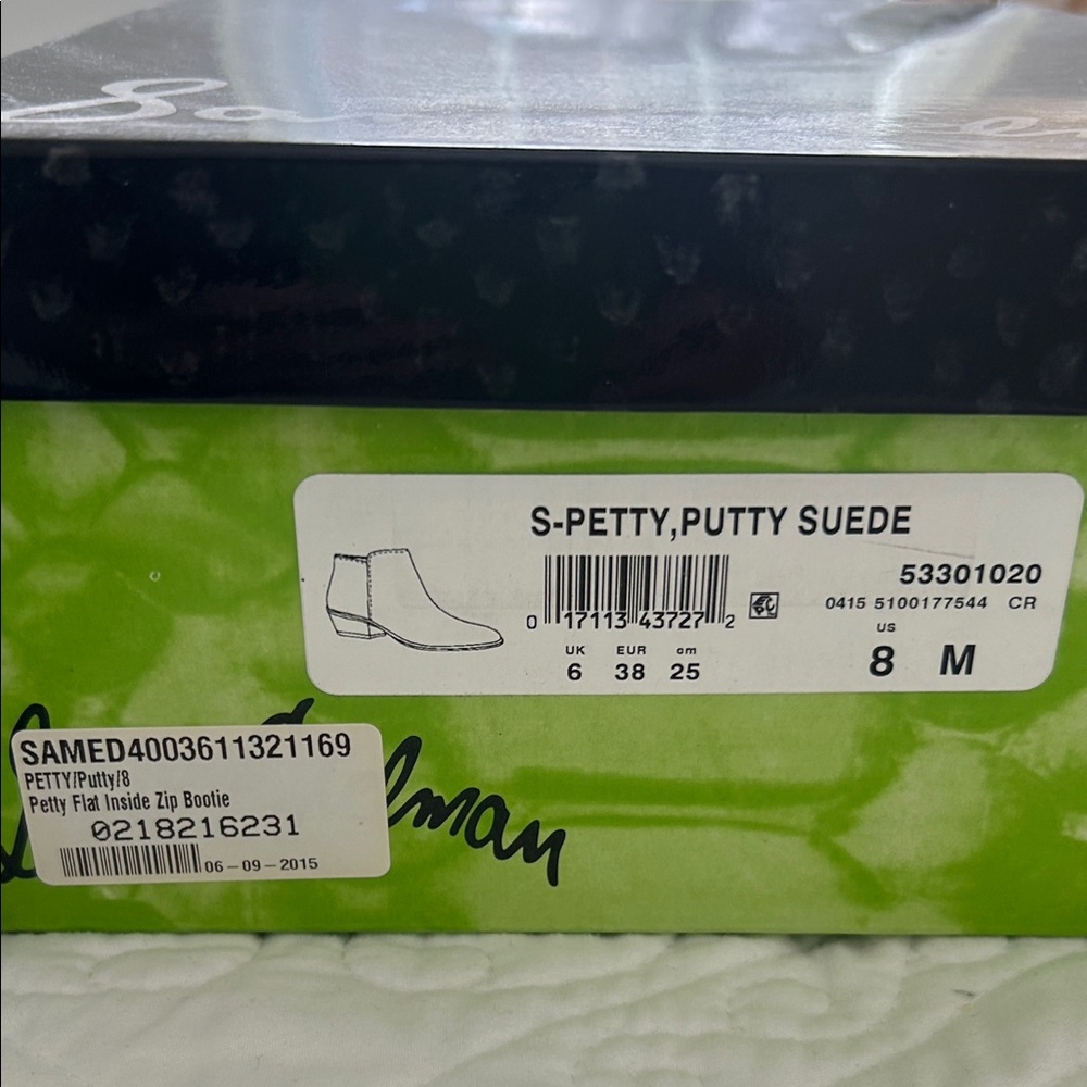 Sam Edelman Putty Suede Flat Inside Zip Bootie Size 8M